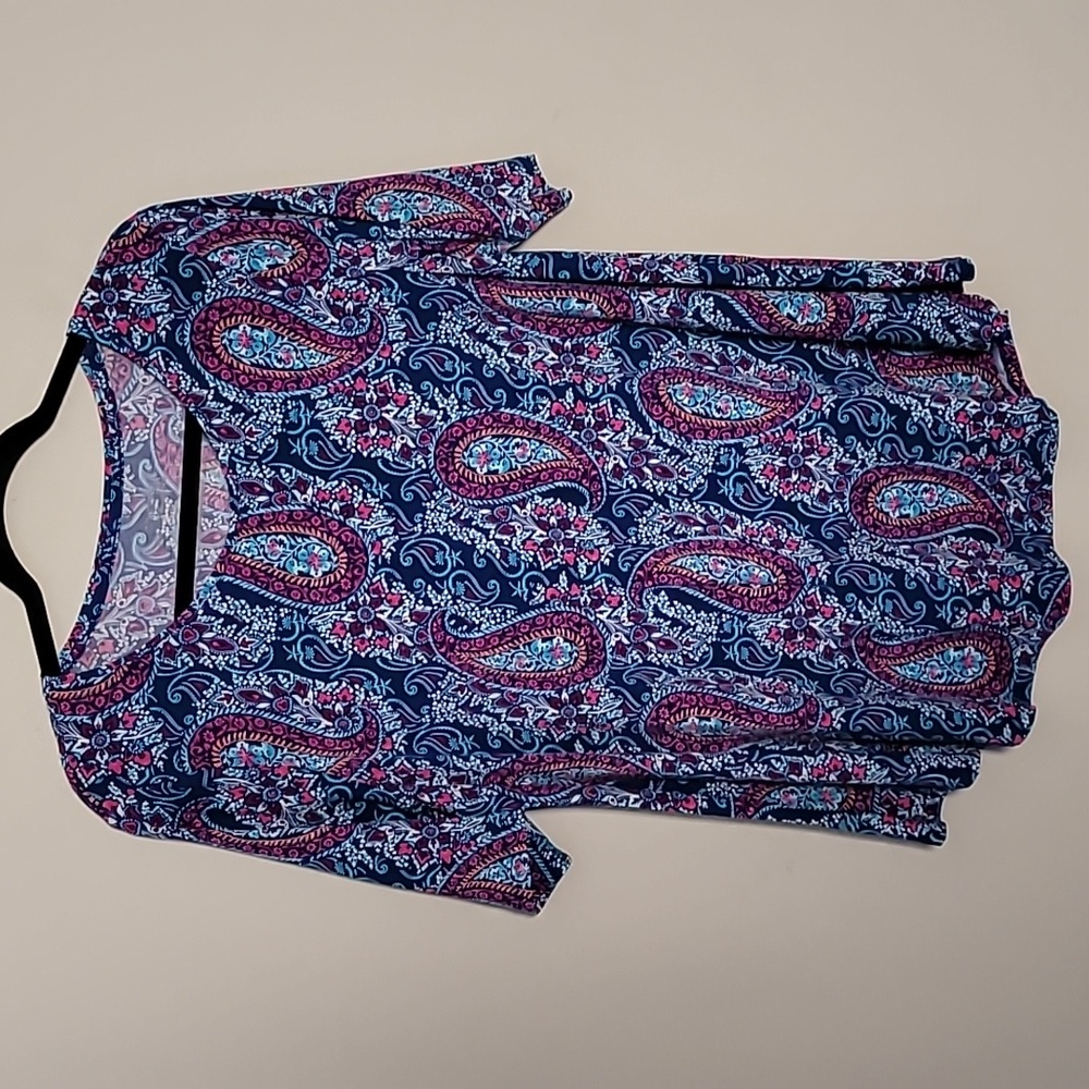 Chico's Paisley Print Jersey Short Sleeve Tee Size M